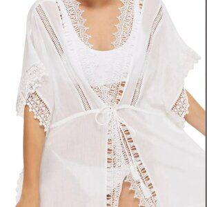 Topshop white lace coverup, size M